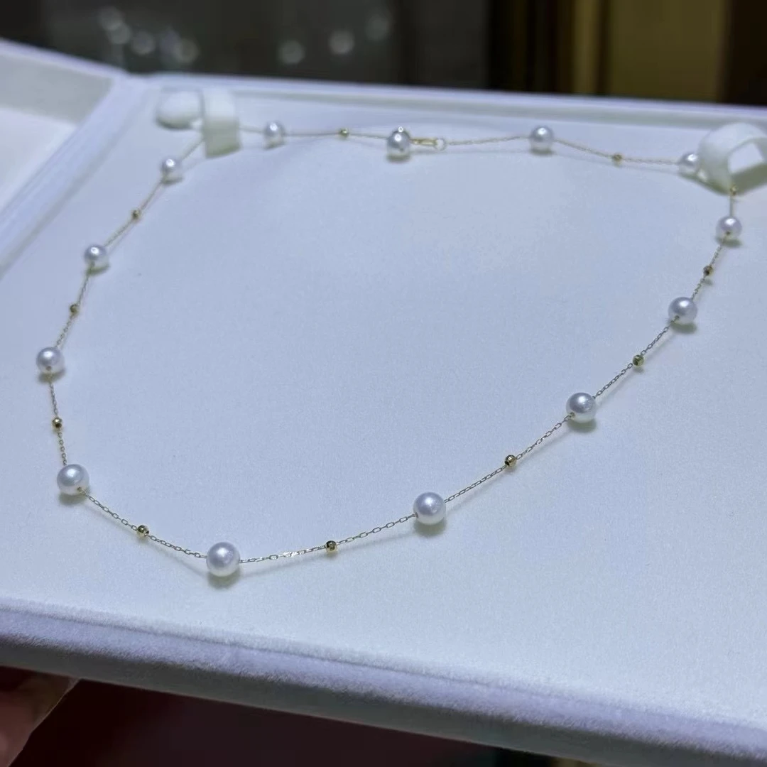 18K金满天星珍珠项链气质锁骨链珠宝