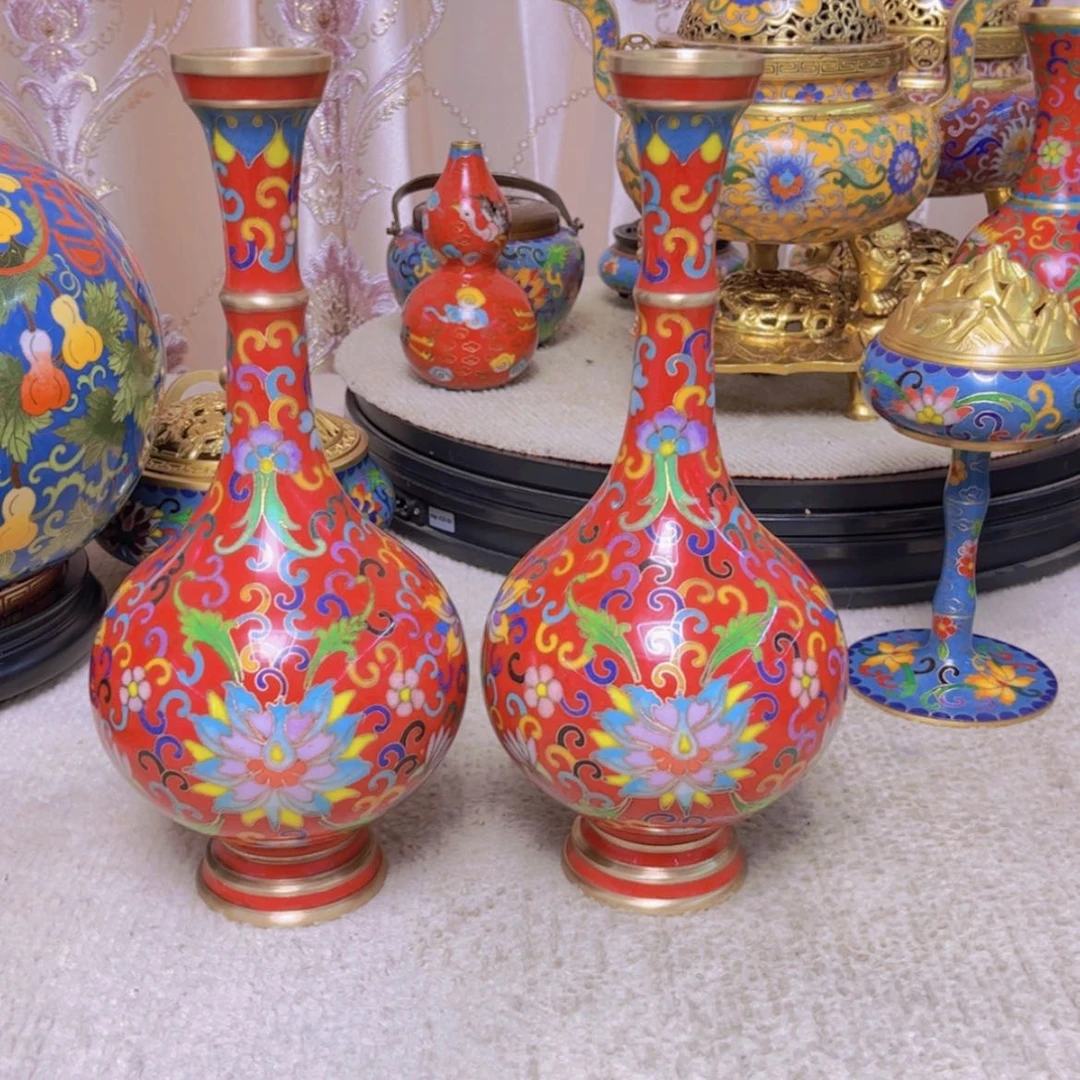 【闪购商品】黄铜刘*波景泰蓝花瓶