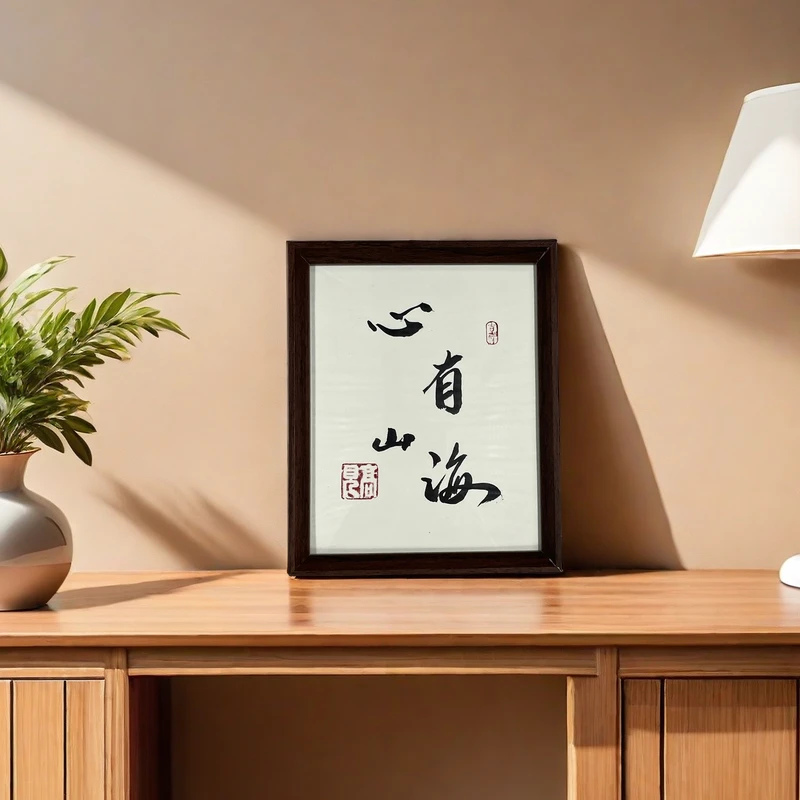 <心有山海办公室>原创高见书法作品相框画框十寸20*25