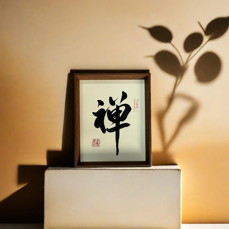【禅】高见书法作品带框十寸桌面玄关手绘工艺品摆设书房新中式