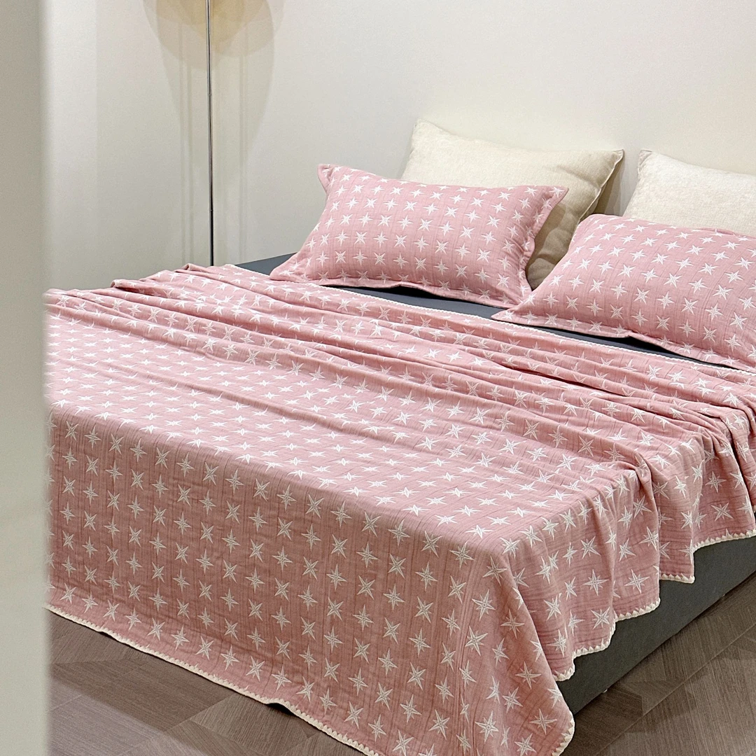 [四层星芒星纪床单]柔软舒适 棉床单 透气 亲肤 简约盖毯