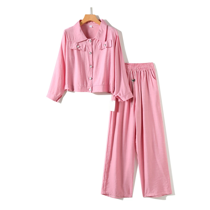 D&Q STUDIO显瘦套装夏季新款天丝棉麻两件套百搭韩版洋气阔腿918