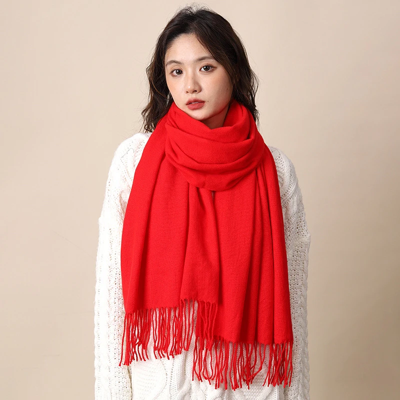 纯色围巾美拉德色系女冬季长款学生百搭仿羊绒男冬天披肩保暖