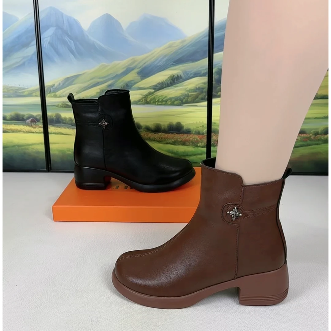 新款3公分软底防滑秋冬百搭马丁靴加厚筒靴金福来7756