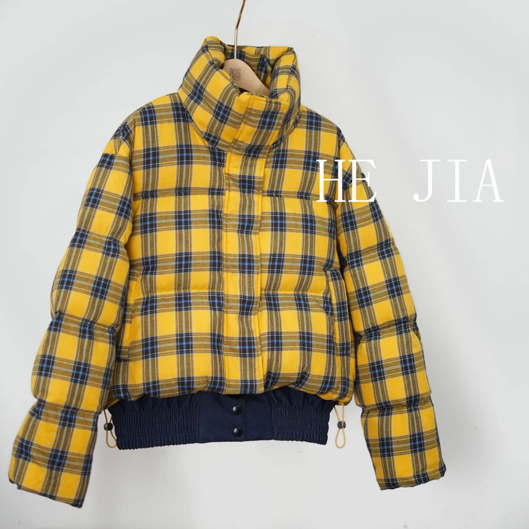 和家2024新款女装立领拼色拼接短款羽绒服-240999