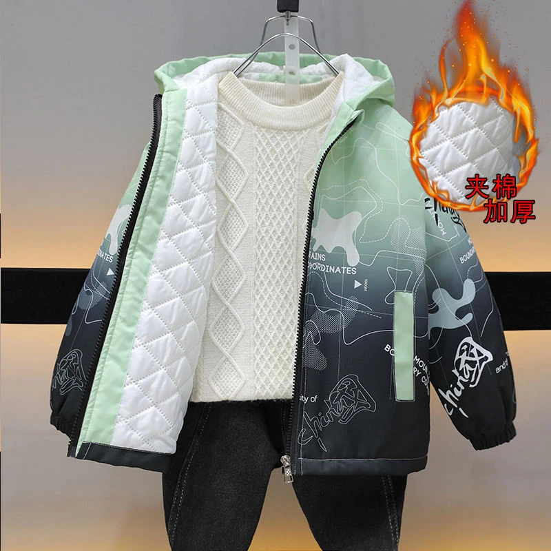 男童外套春秋冬季二棉中厚保暖冲锋衣2023新品中大童帅气百搭上衣