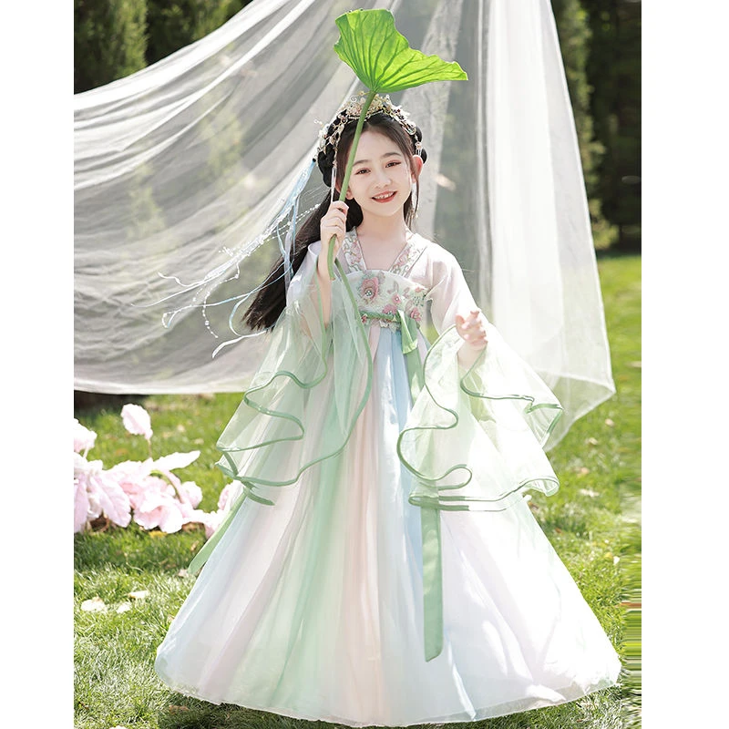 汉服女童春夏款2024新款古风襦裙超仙女中国风儿童古装唐装连衣裙