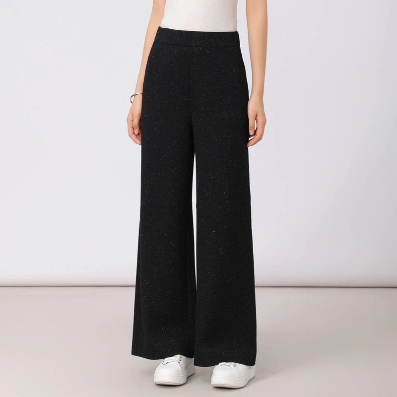 AMASS/阿玛施24新款显瘦休闲宽松高腰百搭个性金丝阔腿裤5100239