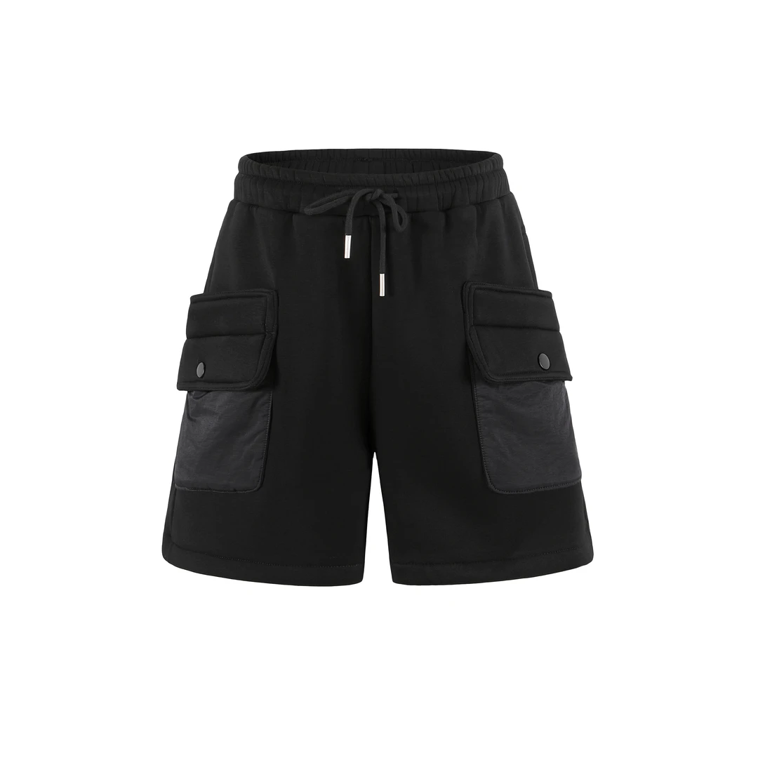 冬季新款潮流百搭短裤时尚高腰休闲裤显瘦洋气黑色宽松裤子-8313