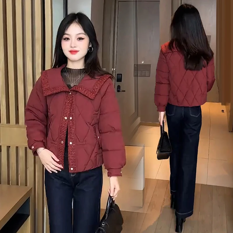 时尚小香风短款棉服女2024冬季新款洋气百搭加厚保暖棉衣外套棉袄