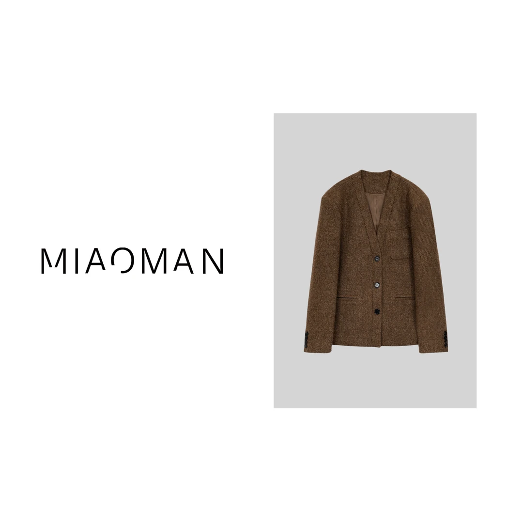 【妙姐精选】深圳高端欧货V领毛呢外套MQJ1055