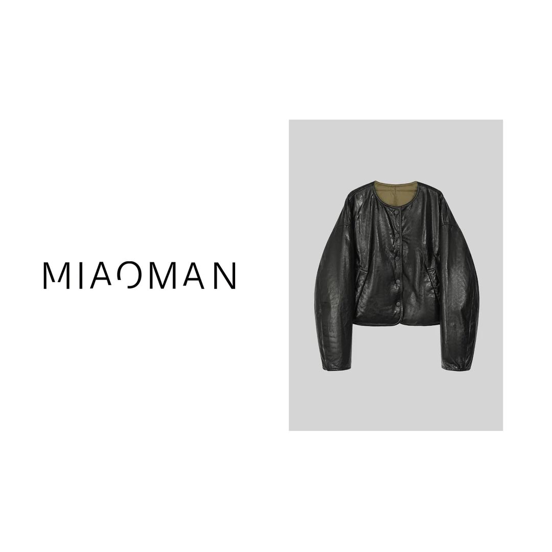 【妙姐精选】深圳高端欧货短款圆领皮外套GM23770