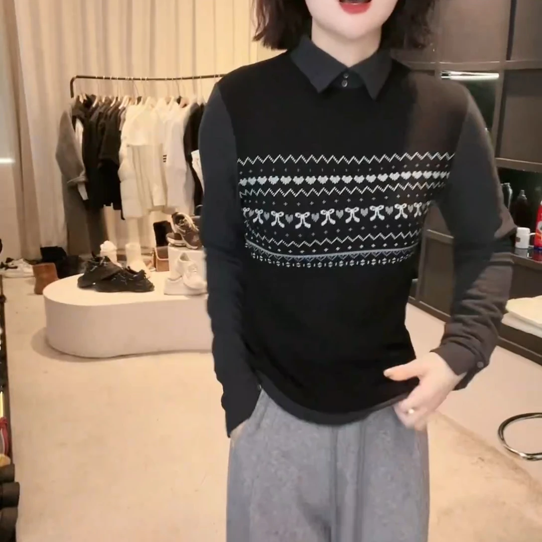 2024新款时尚冬款翻领设计感时尚百搭长袖显瘦上衣款女LK2500765