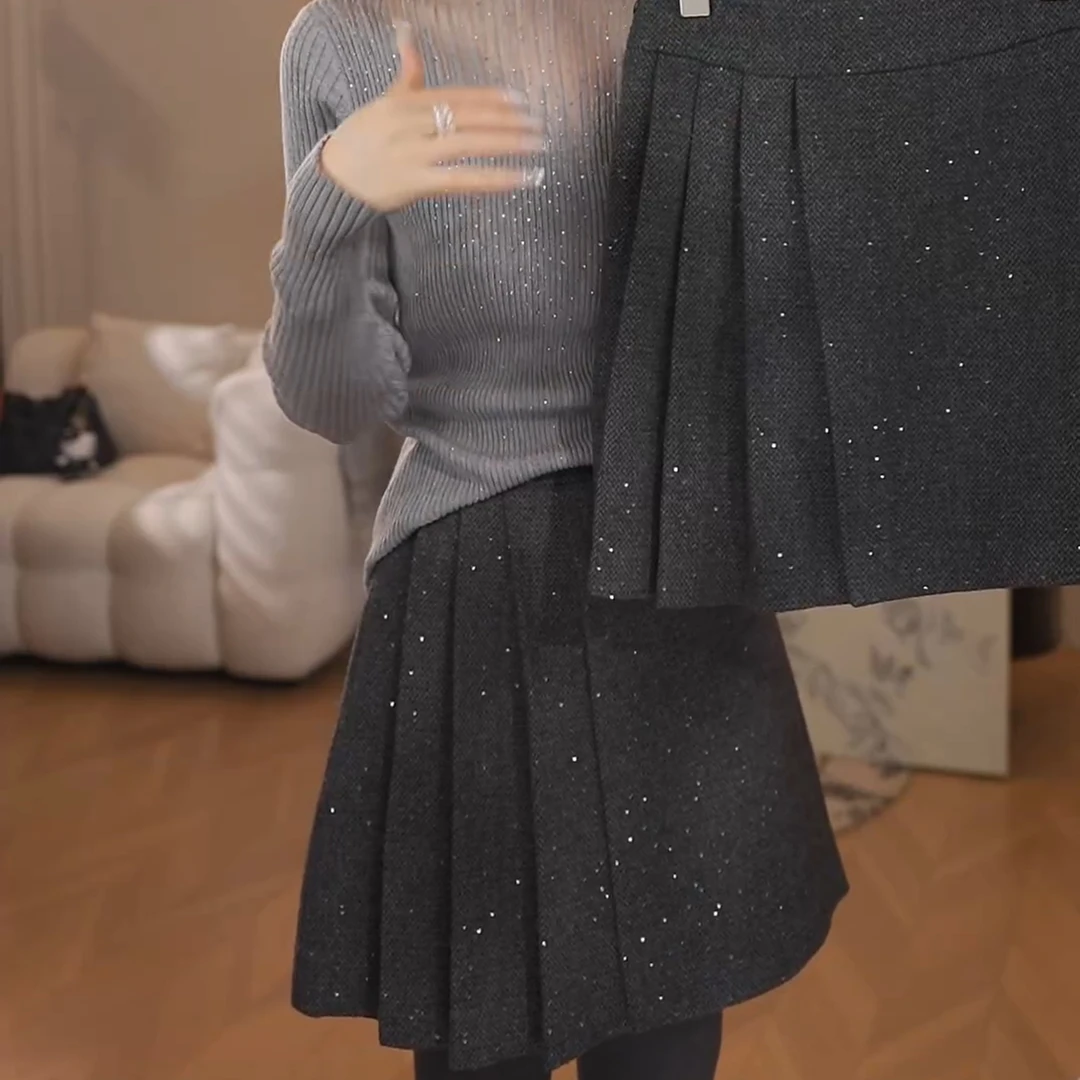 璀璨~短款伞裙显瘦百搭气质优雅时尚半身裙LK2500751