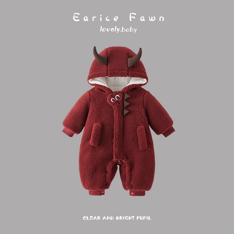 QQ周岁婴儿衣服宝宝可爱连体衣满月百天棉衣加棉加厚外出服冬装哈