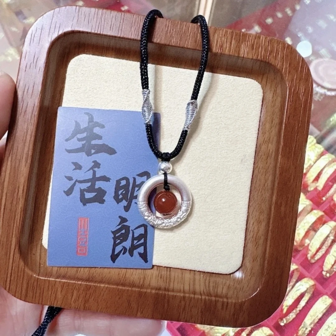 吊坠足银 相思豆平安扣在逃公主蝴蝶结平安女款编织款情侣礼物