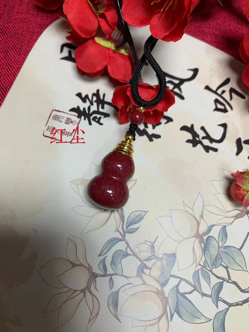 含辰砂工艺品朱砂葫芦吊坠可打开空心瓶子珠项链钥匙扣手机挂件