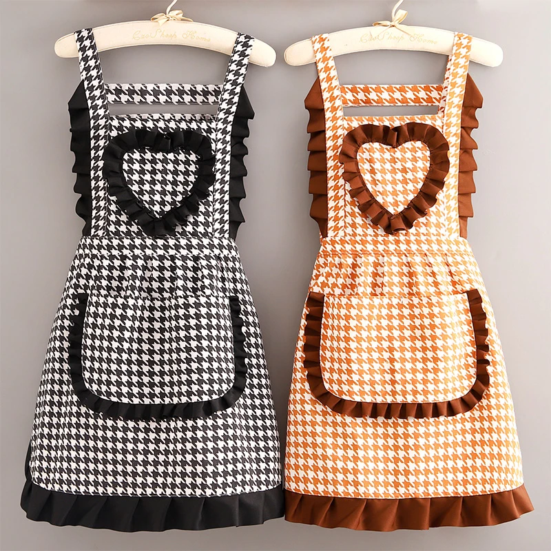 新款帆布围裙家用厨房做饭防污耐脏上班工作服女韩版洋气大人围腰