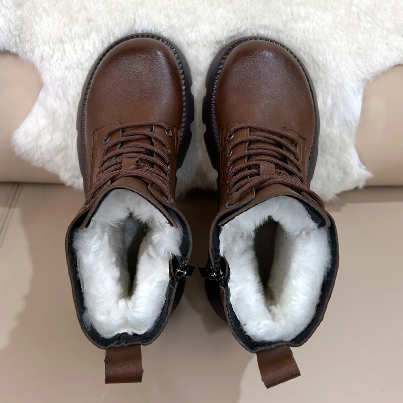 雪地靴女2023年冬季新款厚底防滑增高保暖加绒加厚皮毛一体马丁靴