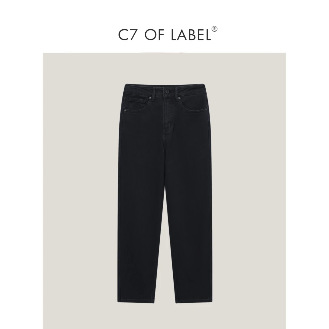 C7 OF LABEL®「小黑裤」100%棉 秋冬款经典百搭显瘦法棍裤 # 直筒