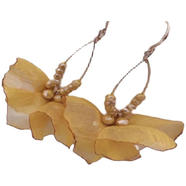 925银布艺耳饰 美雅家原创布艺仙气复古纯手工马眼s925银钩耳环