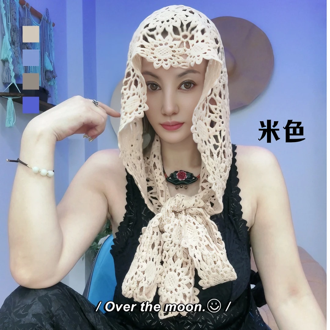 美雅家原创设计披肩帽手工编织向日葵百搭小众时尚减龄神器辣妈必