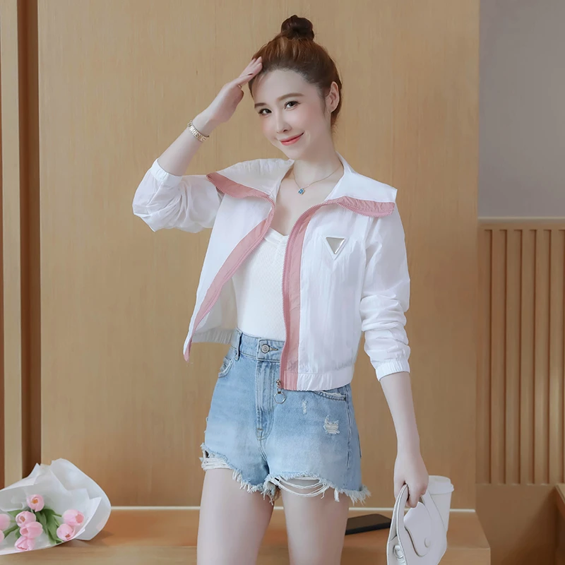 防晒衣女2025新款拼接韩版休闲防晒服女百搭洋气短款薄外套女