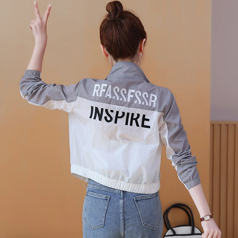 防晒衣女2025夏季薄款小個子户外透气拼接繡花运动风衣外套上衣女