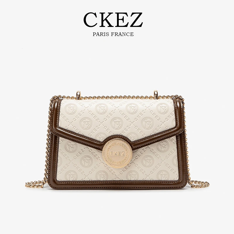 CKEZ轻奢女包2024秋冬新款小众百搭撞色时尚单肩斜挎酒神包9097