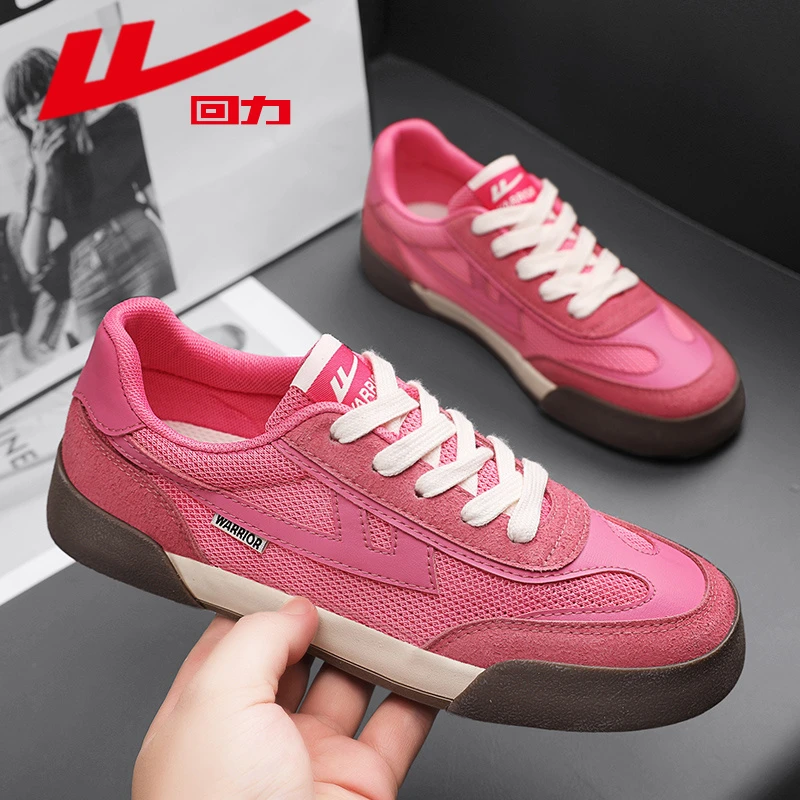 回力帆布鞋女夏季2025新款网面透气鞋子女款红色女鞋百搭休闲板鞋