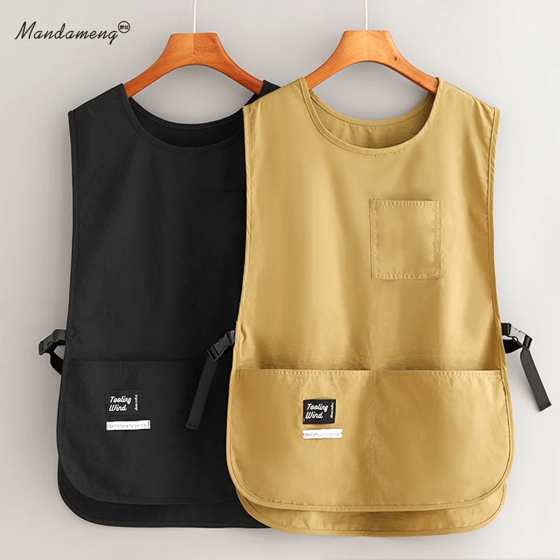 新款家用厨房马甲式防水围裙餐饮专用女工作服定制上班坎肩围腰男