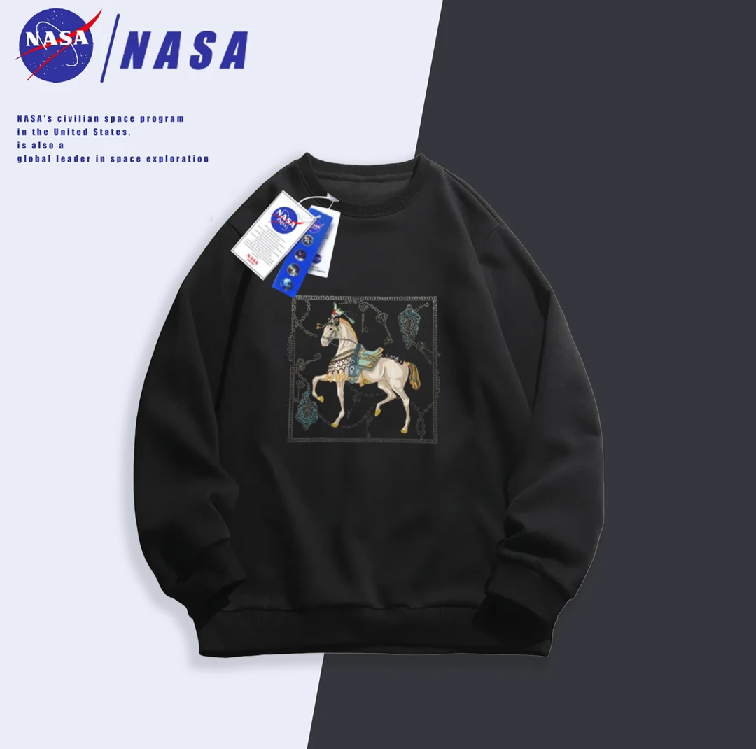 NASA国潮男女同款休闲百搭透气圆领ins卫衣-宝石战马