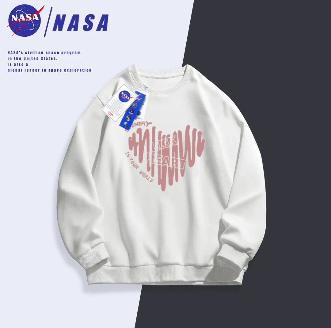 NASA国潮男女同款休闲百搭透气圆领ins卫衣-涂鸦爱心