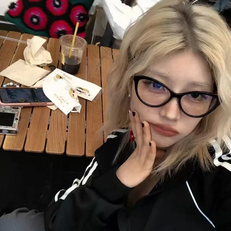 猫眼三角形近视眼镜女欧美辣妹防蓝光平光镜可配度数素颜眼镜框架