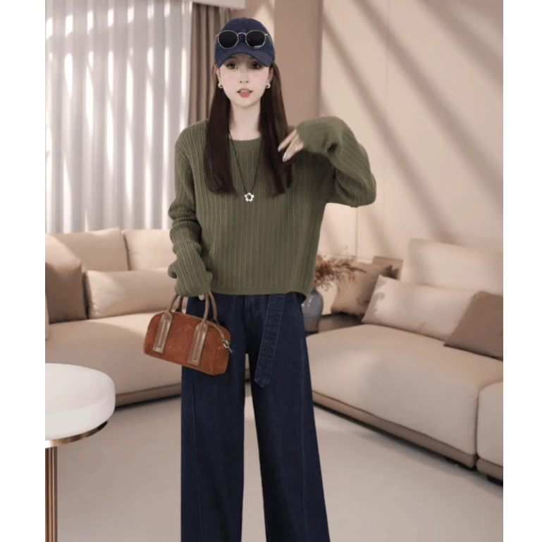 【迷失东京】B秋冬新款时尚设计感后开叉百搭套头针织毛衣