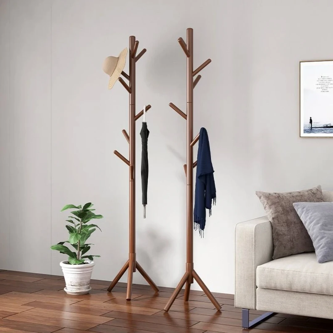 过早实木衣帽架落地卧室现代简约衣架子客厅立式简易欧式房间衣架