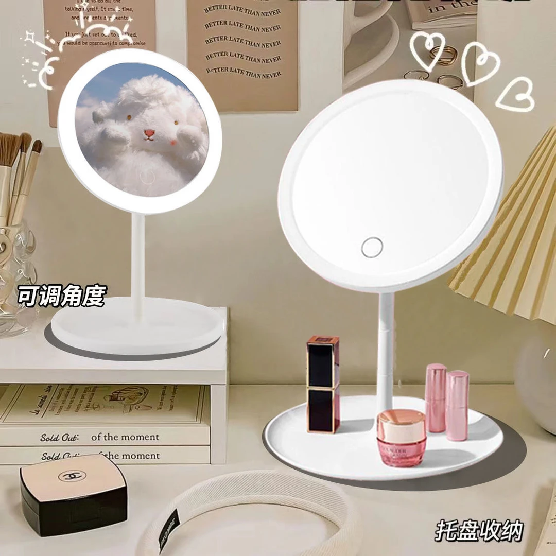 过早led化妆镜带灯台式网红女补光小镜子宿舍桌面便携ins学生宿舍