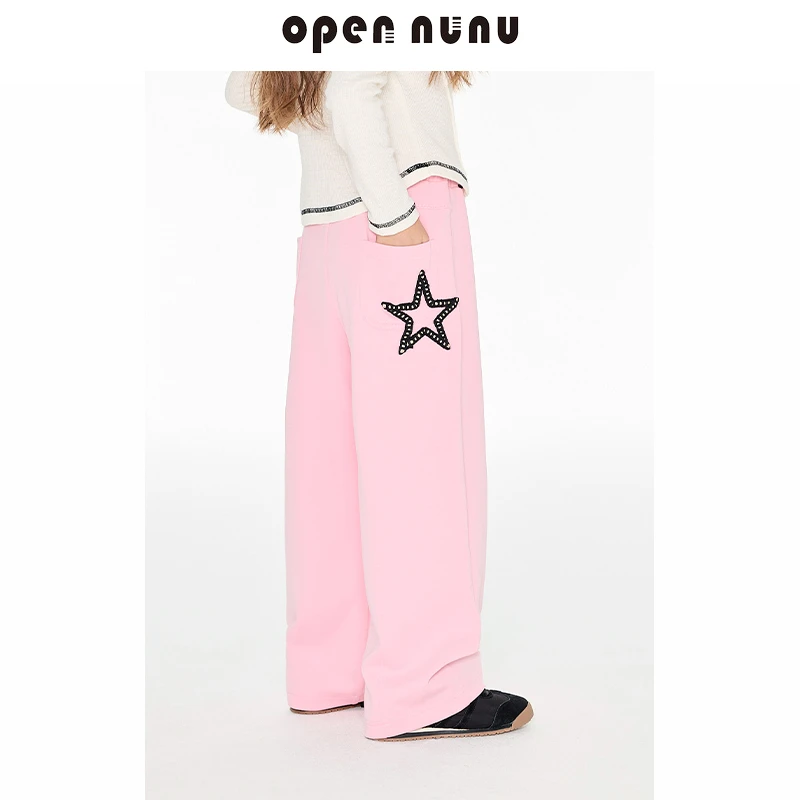 Opennunu果冻空气棉裤弹力腰织带星星长裤直筒