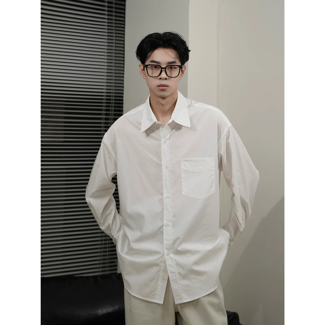 INSTORE夏季新款天丝/匹马棉高奢定制面料120支白色长袖休闲衬衣