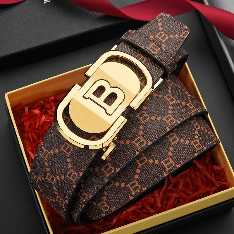 轻奢男士高档皮带真皮腰带时尚百搭自动扣裤腰带个性商务休闲百搭