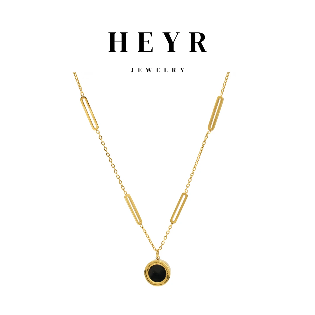 钛钢项链 【黑白罗马】数字镂空长条项链经典时尚气质百搭设计款