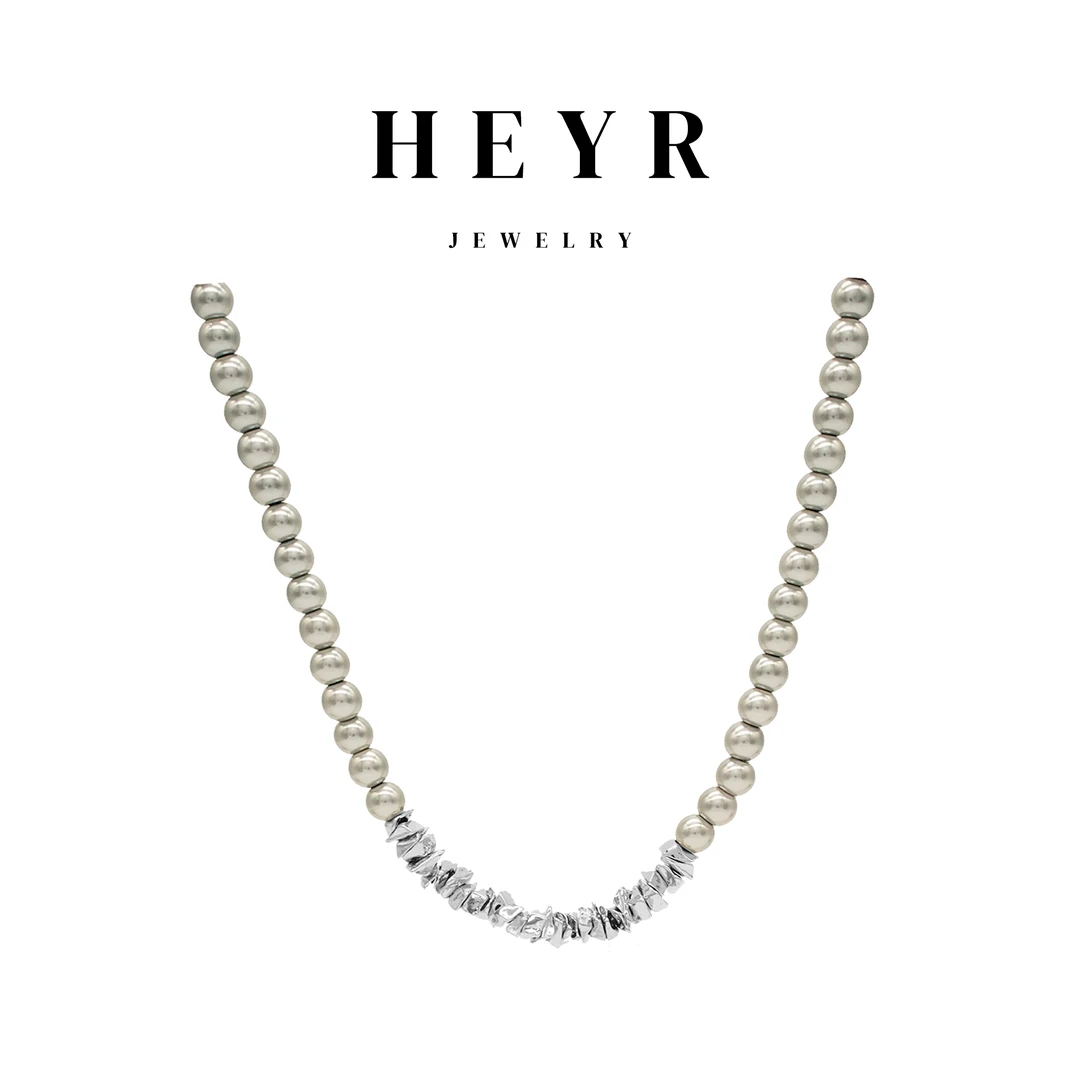 铜合金仿珍珠项链 碎银珍珠毛衣链女高级感项链轻奢小众气质