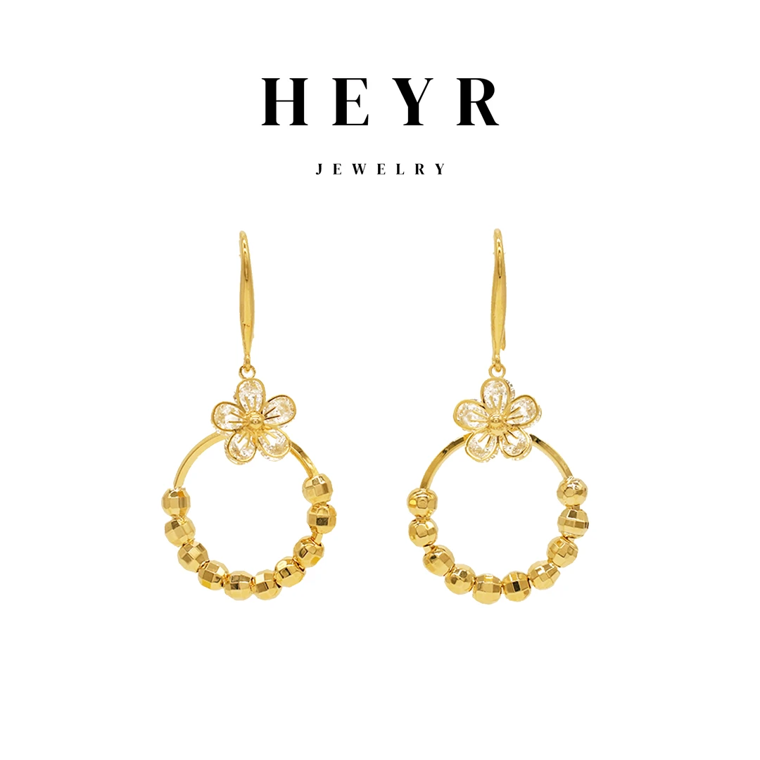 铜合金合成锆石耳饰 花朵耳饰经典时尚气质百搭设计款