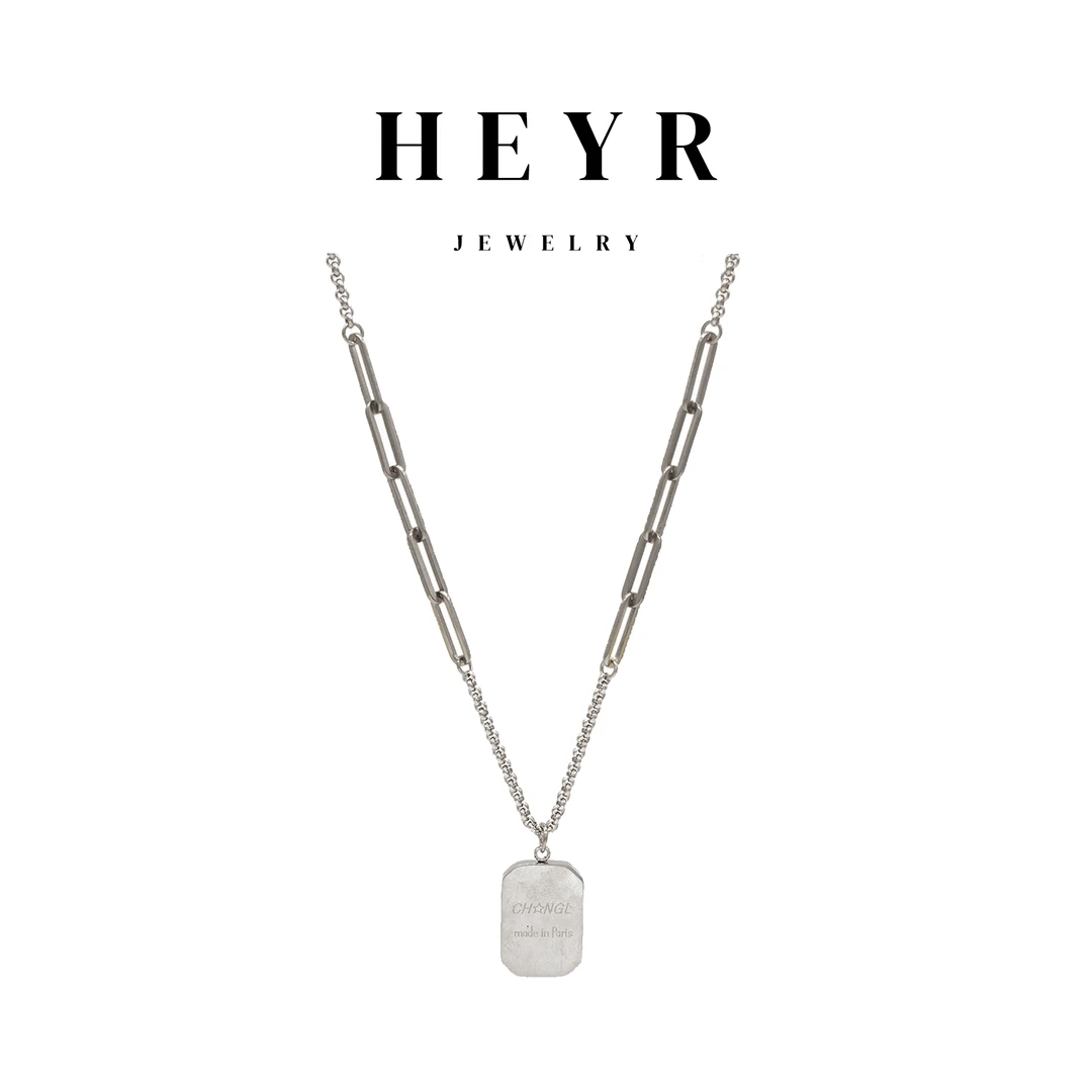 铜合金项链 字母方牌毛衣链经典时尚气质百搭设计款春夏锁骨链F