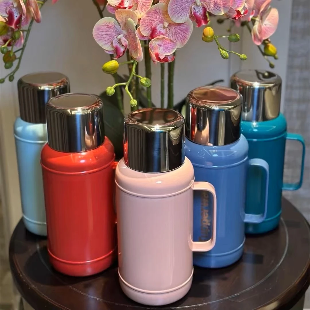 特百惠1.6L复古保温壶带提手户外便携 大容量保温瓶