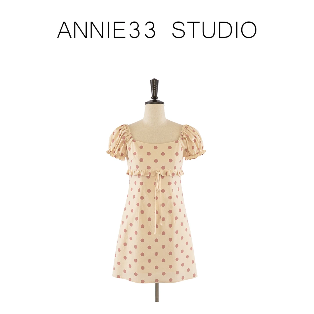 ^3宝^【草莓奶昔 连衣裙】轻奢收腰设计师波点女装连衣裙S30247