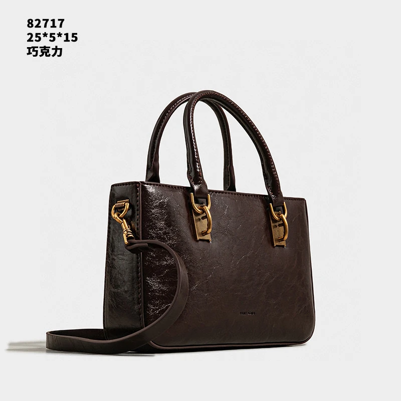 【佐伊甄选】SK-82717-巧克力时尚简约通勤休闲韩版气质托特包夏季