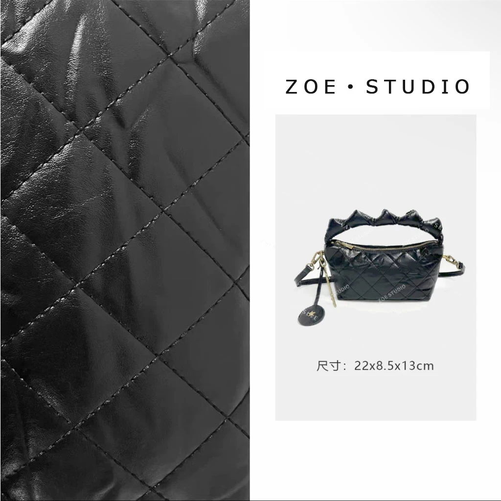 【佐伊甄选】ZT-D7027-1-手抓牛皮黑轻奢女士时尚单肩腋下斜挎包包