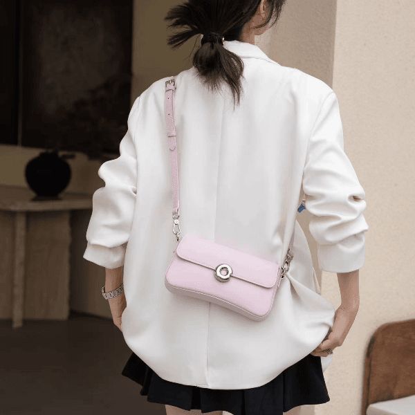 【ZOE】J-6210-粉色小香风气质条纹小众设计师韩版斜跨女包潮流