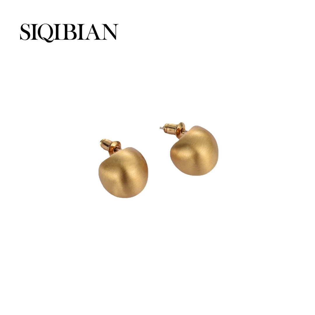 黄铜耳饰 SIQIBIAN｜欧美中古风小众圆形哑光拉丝耳环-EH001